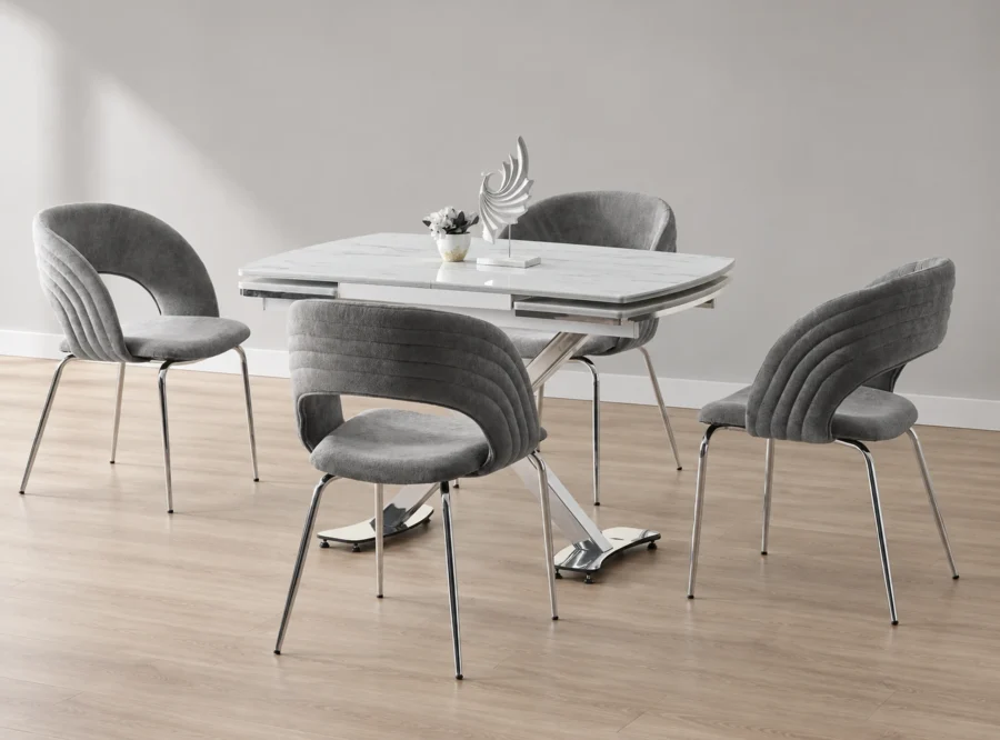 diamond-marmo-krom-dining-set-1 Diamond Marmo Krom dining set, front three-quarter styled view