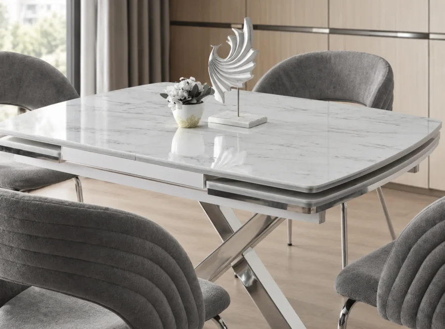diamond-marmo-krom-dining-set-2 Diamond Marmo Krom dining set, alternate angle styled view