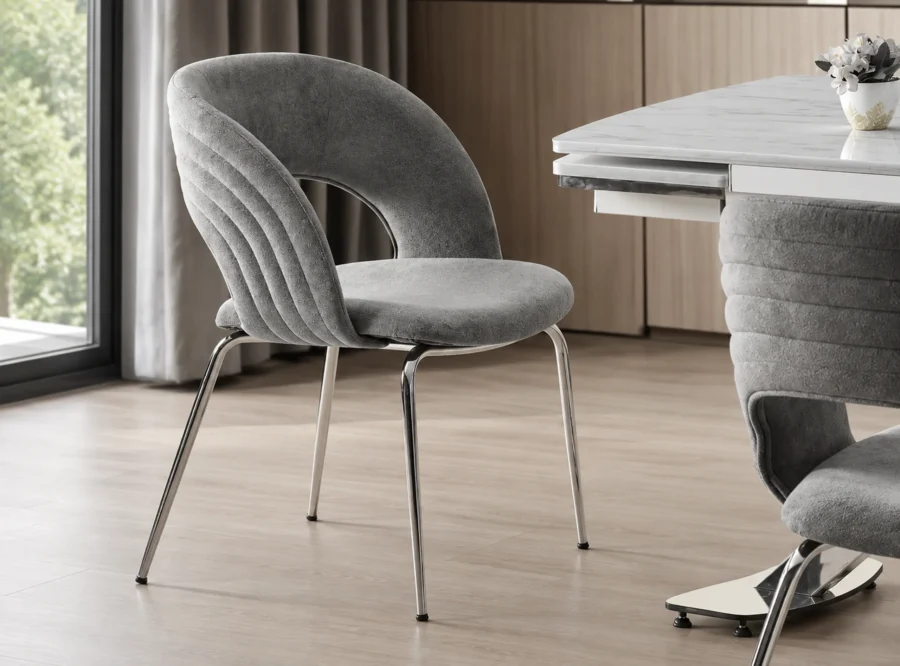 diamond-marmo-krom-dining-set-3 Diamond Marmo Krom dining set, table and chair detail view