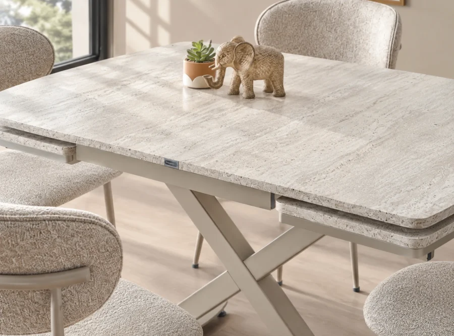 diamond-traverten-dining-set-2 Diamond Traverten dining set, alternate angle styled view