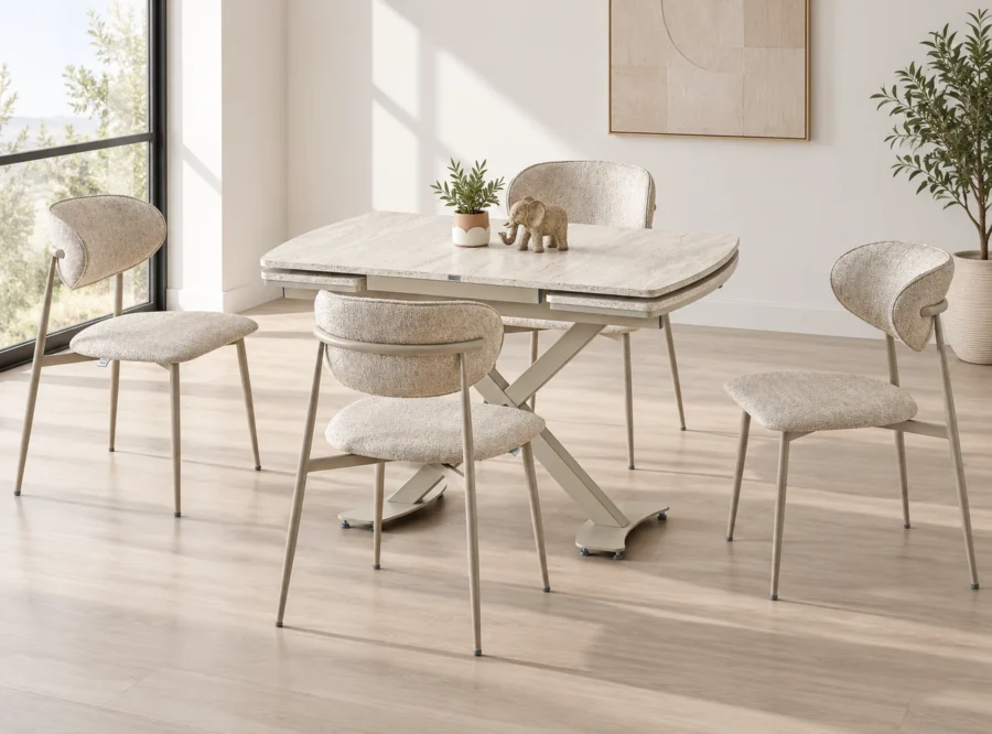 diamond-traverten-dining-set-4 Diamond Traverten dining set, alternate styled room view