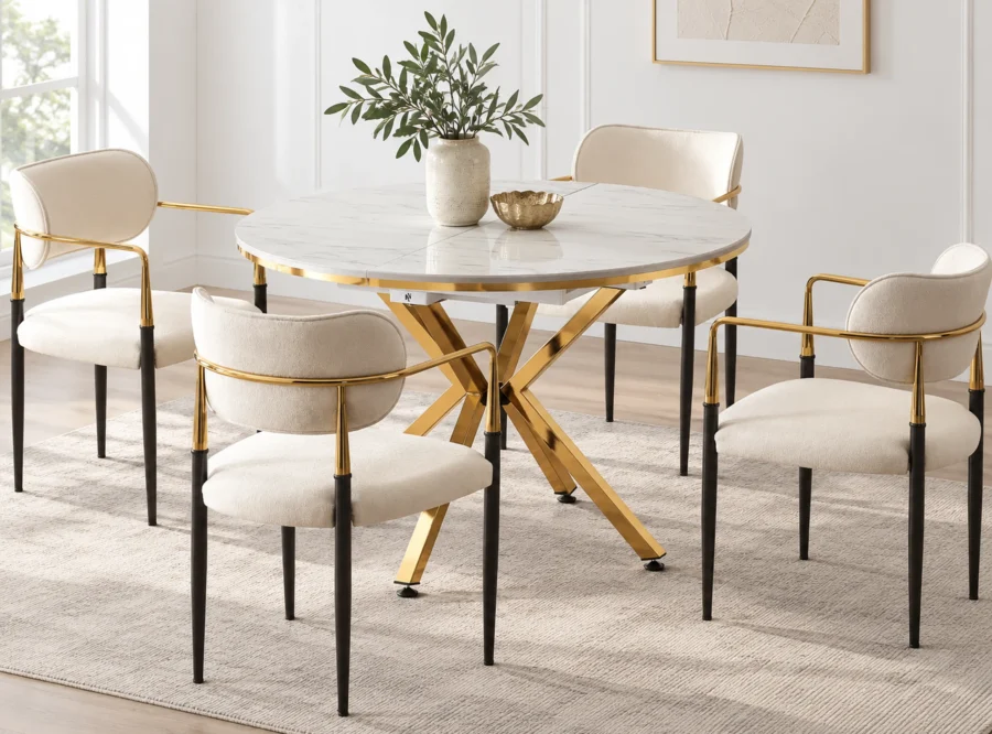 zenit-plus-marmo-gold-dining-set-4 Zenit Plus Marmo Gold dining set, alternate styled room view