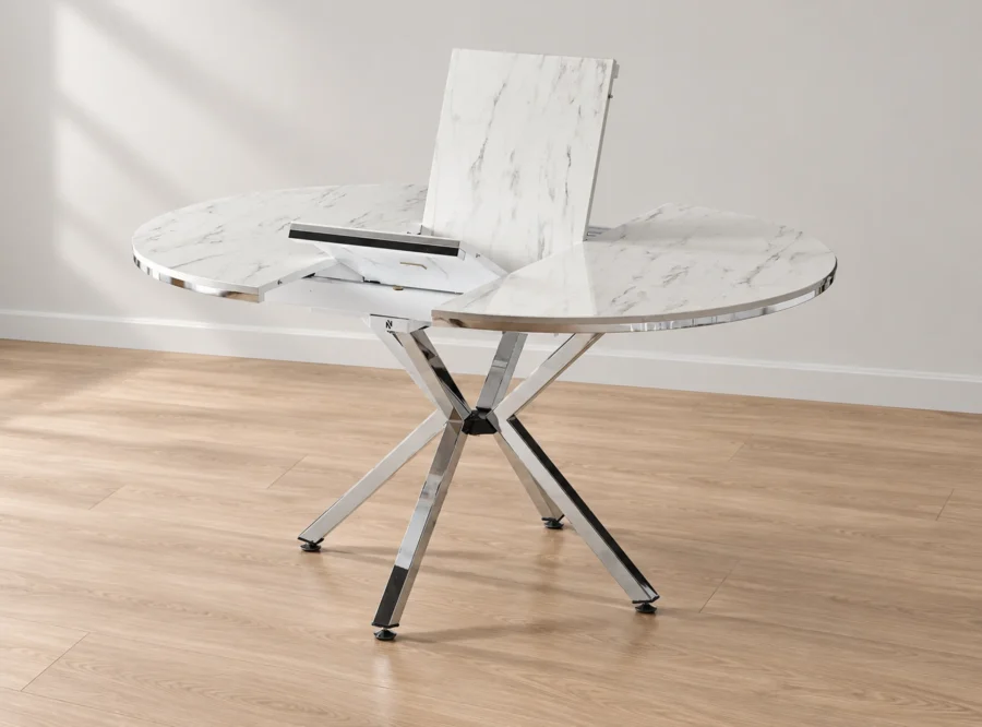 zenit-plus-marmo-krom-dining-table-1 Zenit Plus Marmo Krom dining table, front three-quarter view